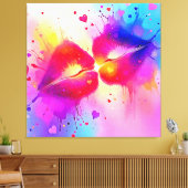 Kleurrijke Kiss Splash Design Canvas Afdruk (Insitu (Woonkamer))