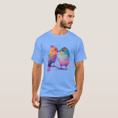 Kleurrijke Kissing Paar Vogels Waterverf Art Gi T-shirt (Voorkant volledig)