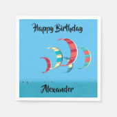 Kleurrijke Kite Surfing Kites in Blue Sky Servet (Voorkant)