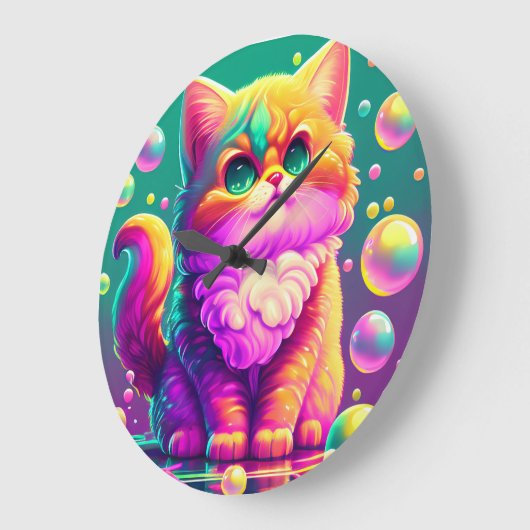 Kleurrijke kitten grote klok (Hoek)