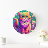 Kleurrijke kitten grote klok (Huis)