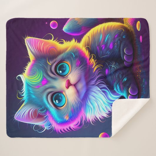 "Kleurrijke kitten" Sherpa Deken (Voorkant (horizontaal))
