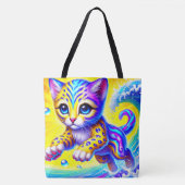 Kleurrijke kitten tote bag (Voorkant)