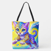 Kleurrijke kitten tote bag (Achterkant)