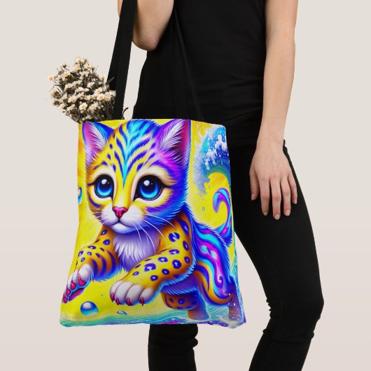 Kleurrijke kitten tote bag (Dichtbij)