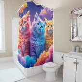 Kleurrijke kittens douchegordijn (In situ)