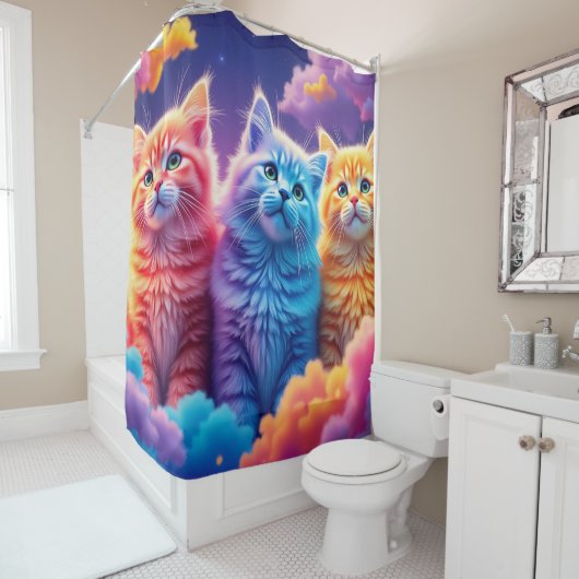 Kleurrijke kittens douchegordijn (In situ)