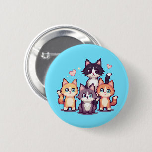 Kleurrijke Kittens Met Pixels  Ronde Button 5,7 Cm