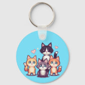 Kleurrijke Kittens Met Pixels  Sleutelhanger (Voorkant)
