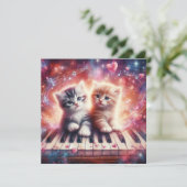Kleurrijke Kittens Piano Christelijke Valentijn Feestdagenkaart (Staand voorkant)