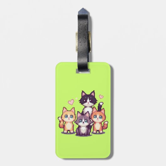 Kleurrijke Kitties Met Pixels  Bagagelabel (Achterkant verticaal)