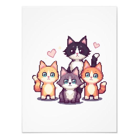 Kleurrijke Kitties Met Pixels Foto Afdruk (Voorkant)