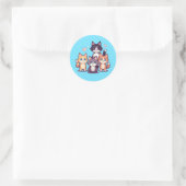 Kleurrijke Kitties Met Pixels Ronde Sticker (Tas)