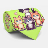 Kleurrijke Kitties Met Pixels Stropdas (Opgerold)