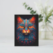 Kleurrijke kitty kat dier psychedelische fantasy k briefkaart (Staand voorkant)
