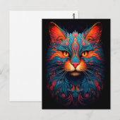 Kleurrijke kitty kat dier psychedelische fantasy k briefkaart (Voorkant / Achterkant)
