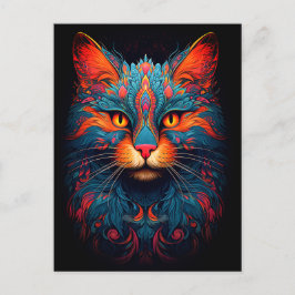 Kleurrijke kitty kat dier psychedelische fantasy k briefkaart