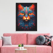 Kleurrijke kitty kat dier psychedelische fantasy k canvas afdruk (Insitu (Woonkamer))