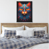 Kleurrijke kitty kat dier psychedelische fantasy k canvas afdruk (Insitu (Slaapkamer))