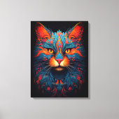 Kleurrijke kitty kat dier psychedelische fantasy k canvas afdruk (Voorkant)