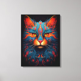 Kleurrijke kitty kat dier psychedelische fantasy k canvas afdruk