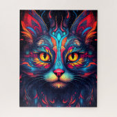 Kleurrijke kitty kat dier psychedelische fantasy k legpuzzel (Verticaal)
