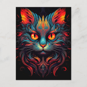 Kleurrijke kitty kat dier psychedelische tribal ku briefkaart