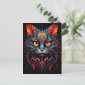 Kleurrijke kitty kat dier psychedelische tribal ku briefkaart (Staand voorkant)