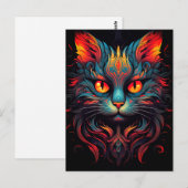 Kleurrijke kitty kat dier psychedelische tribal ku briefkaart (Voorkant / Achterkant)