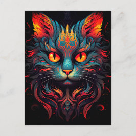 Kleurrijke kitty kat dier psychedelische tribal ku briefkaart