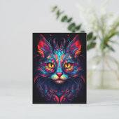 Kleurrijke kitty kat dier psychedelische tribal ku briefkaart (Staand voorkant)
