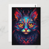 Kleurrijke kitty kat dier psychedelische tribal ku briefkaart (Voorkant / Achterkant)