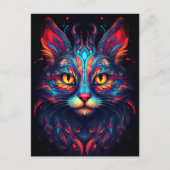 Kleurrijke kitty kat dier psychedelische tribal ku briefkaart (Voorkant)