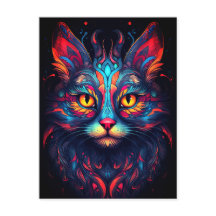 Kleurrijke kitty kat dier psychedelische tribal ku
