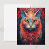 Kleurrijke kitty kat dier psychedelische tribal ku briefkaart (Voorkant / Achterkant)