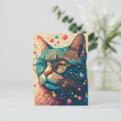Kleurrijke Kitty Kat Illustratie Briefkaart (Staand voorkant)