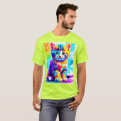 Kleurrijke Kitty Splash T-shirt (Voorkant volledig)