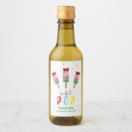 Kleurrijke klaar om Pop Ice Cream Baby shower Wijn Etiket