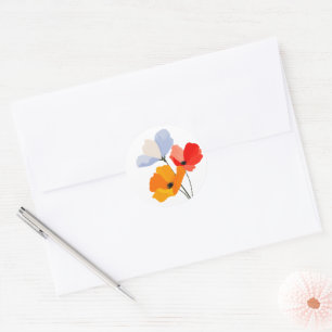 Kleurrijke Klaproos Bloem Ronde Sticker