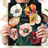 Kleurrijke Klaproos Bloemen Aangepaste Naam Planner