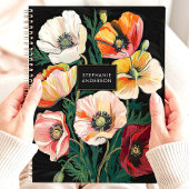 Kleurrijke Klaproos Bloemen Aangepaste Naam Planner