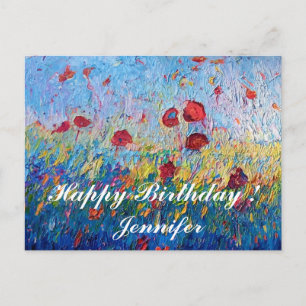 Kleurrijke klaprozen bloemen gelukkige verjaardags briefkaart