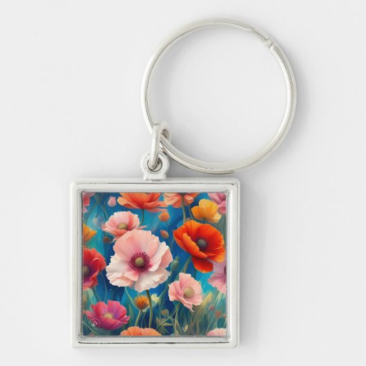 Kleurrijke klaprozen bloementuin-47569 sleutelhanger (Voorkant)