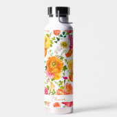 Kleurrijke Klaprozen Bloemstuk Persoonlijk Waterfles (Links)