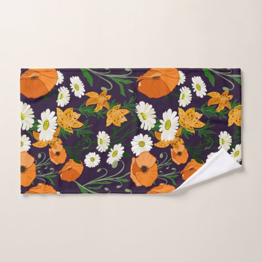 Kleurrijke klaprozen en madeliefjes, sinaasappel e bad handdoek (Handdoek)