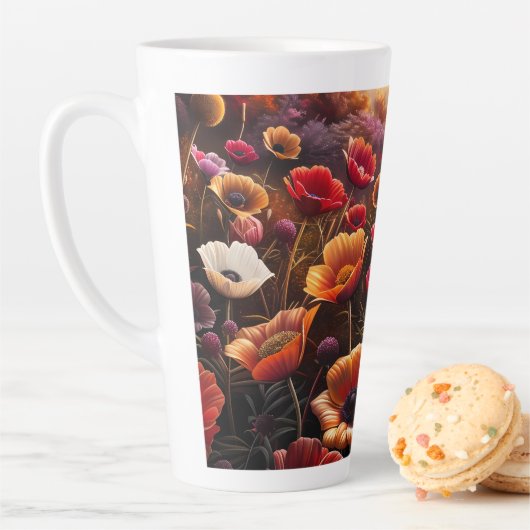 Kleurrijke klaprozen latte mok (In situ)
