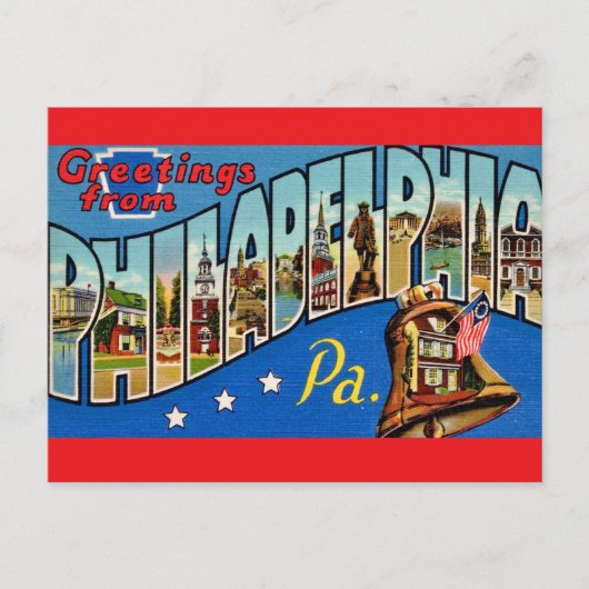 Kleurrijke klassieke Philadelphia Briefkaart (Voorkant)