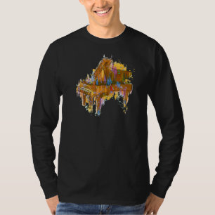 Kleurrijke Klassieke Piano 4 Speler Pianist Muziek T-shirt
