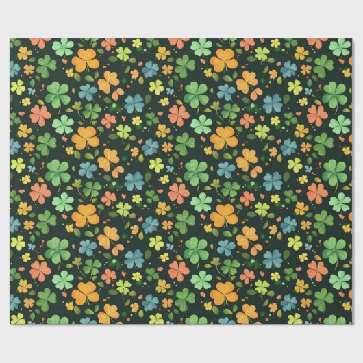 Kleurrijke klaverbladeren cadeaupapier (Vlak)