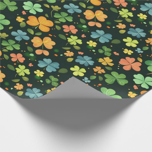 Kleurrijke klaverbladeren cadeaupapier (Hoek)